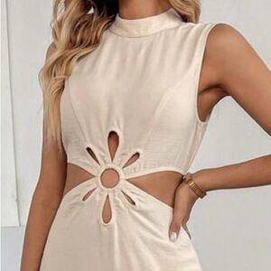 Women's Cream A-Line Midi dress